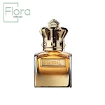 این تصویر، یک عکس از بطری عطر ژان پل گوتیه مدل Scandal است. بطری طراحی شیکی دارد که با استفاده از رنگ طلایی و شفافیت شیشهای خود، حس لوکس بودن و جذابیت را القا میکند. بخش فوقانی بطری به شکل یک تاج سلطنتی طراحی شده است که نمادی از قدرت، جسارت و شکوه است