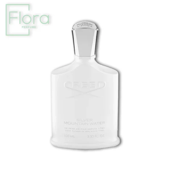 بطری عطر کرید سیلور مانتین واتر (Creed Silver Mountain Water) با طراحی مینیمال و شیک خود، نمادی از رایحه خنک و باطراوت کوهستان است.