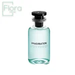 تصویر بطری عطر لوئی ویتون ایمجینیشن با رنگ آبی روشن و درپوش مشکی. نام عطر به صورت واضح بر روی بطری نوشته شده است